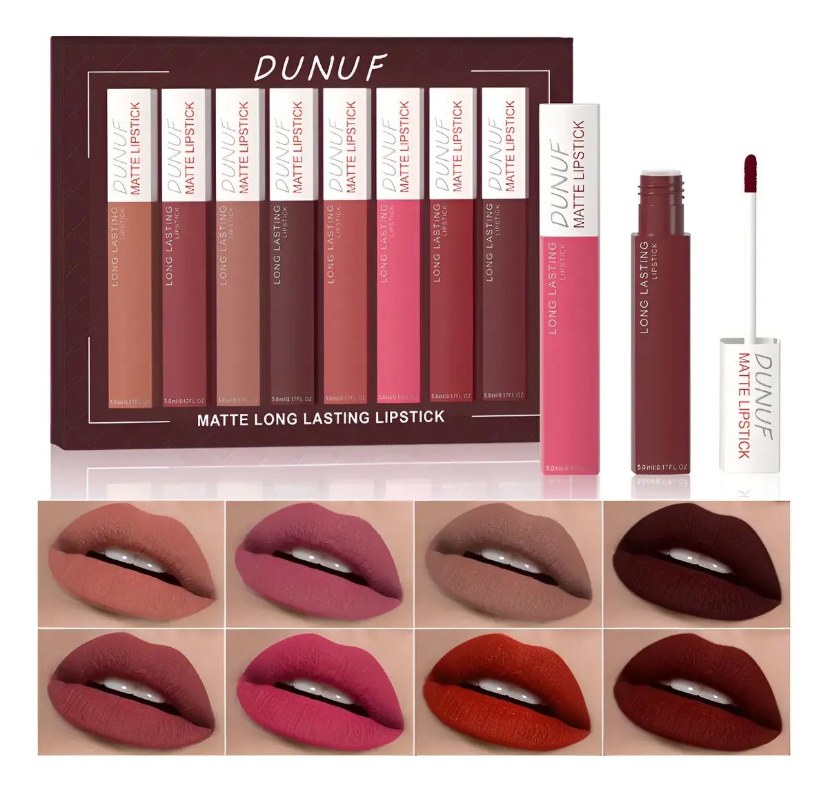 Dunuf Lip Gloss Case 8 Pieces, Long Lasting