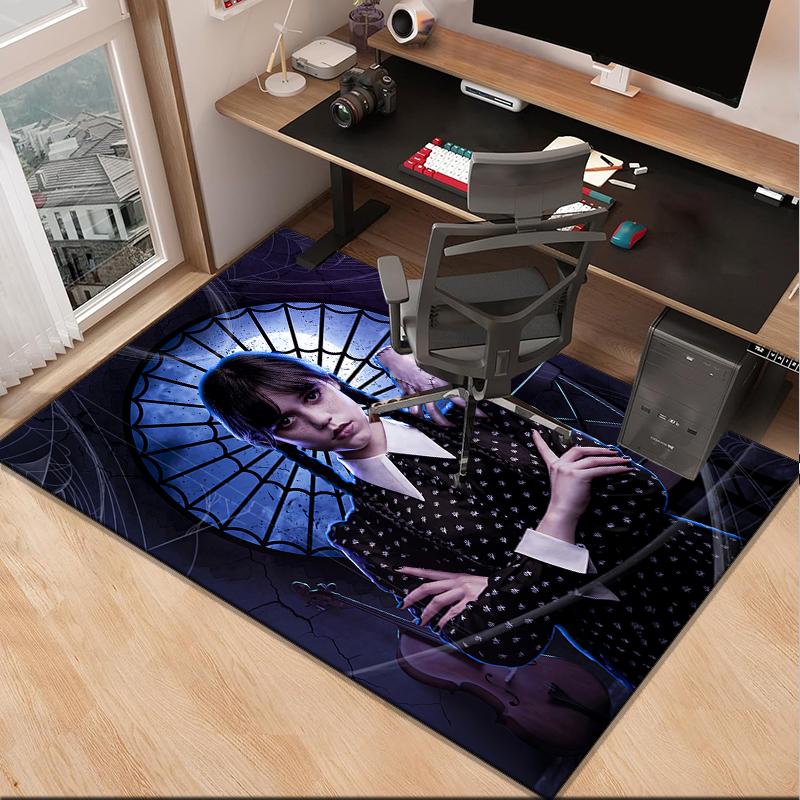 Wednes-day Gothic Family Reunion Office Rug Chair Mat, Game Carpet, Suitable for Front Door, Bedroom, Living Room, Desk, Holiday Gift