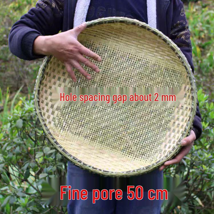 Bamboo Household Winnowing Basket: Perforated & Non-Perforated Bamboo Sieve, Handmade Woven Tray for Dried Goods & Sun-drying Decor