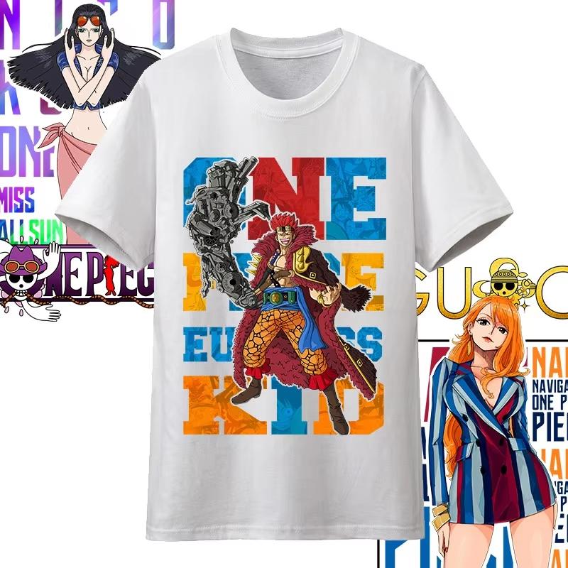 

One Piece Anime Character Printing Oversized Cotton Tshirt Men and Women Comfortable Y2K Childrens Clothing Summer Street Tees S