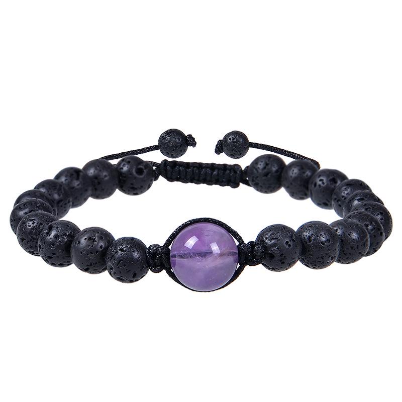 2025 Unisex Obsidian & Lava Stone Woven Bracelet - 12MM