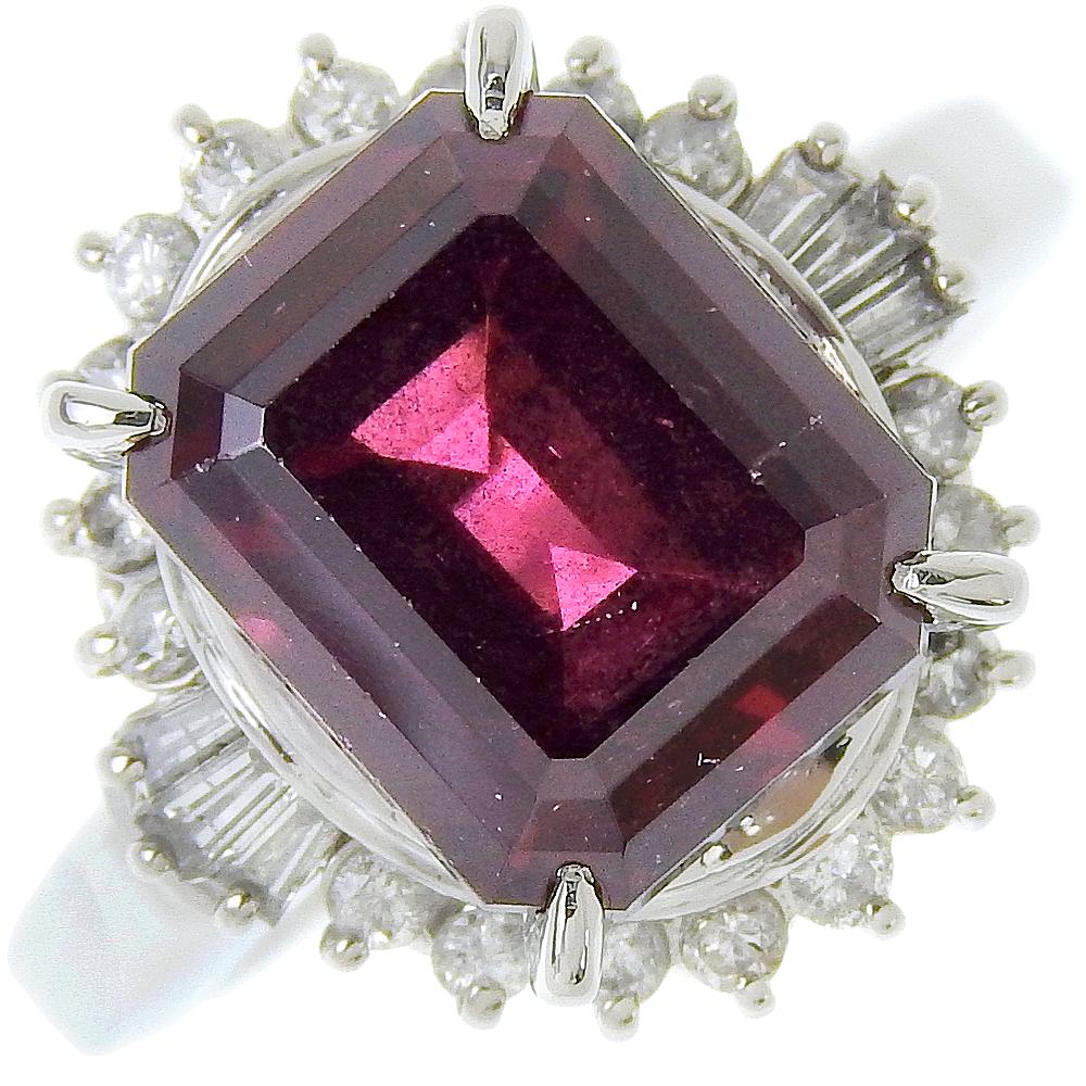 

Ring Pt900Platinum/garnet/diamond #5.8(US Size) 10.7g Women Used
