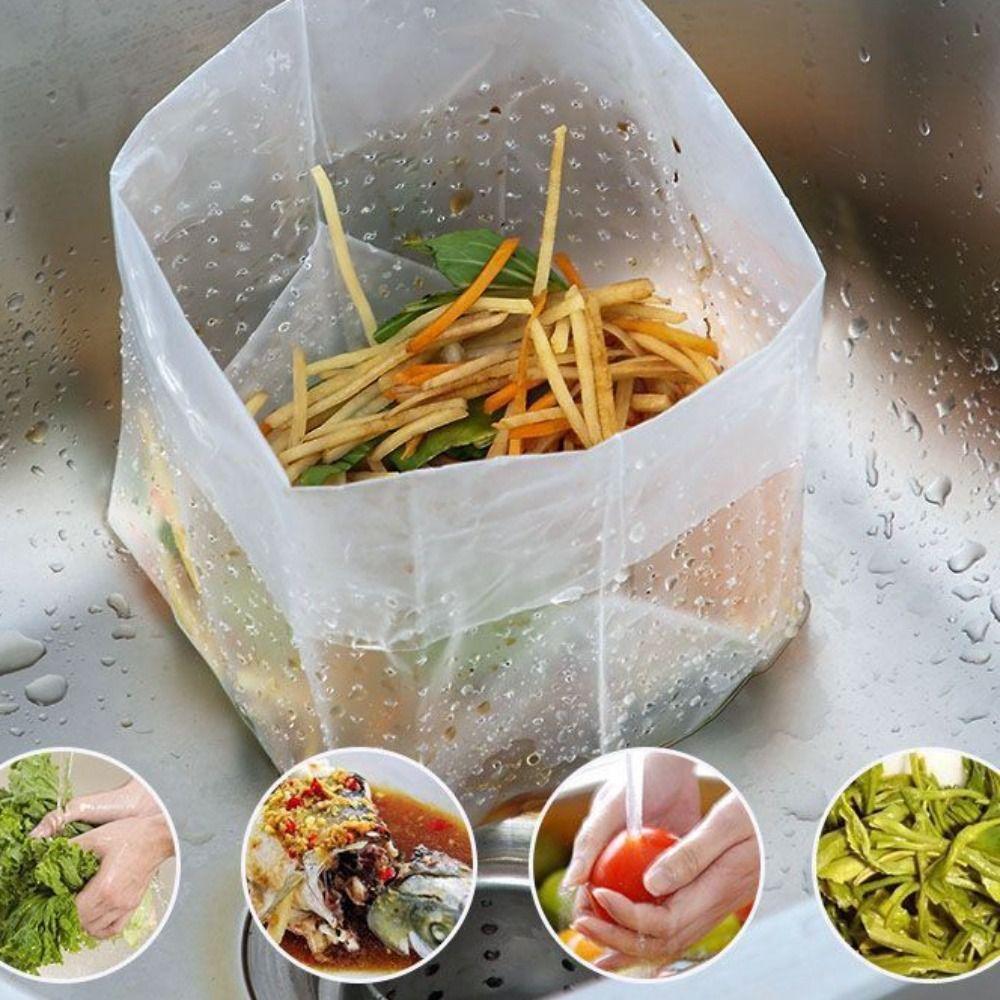 120PCS Stand-Up Design Disposable Waste Bags Anti-Clogging Sink Strainer Bag  Food Waste Disposal