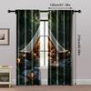 2pc,  Party Curtain Forest scene camping Machine Washable Fabric,Without Electricity Festive Backdrops Use for College dormitory