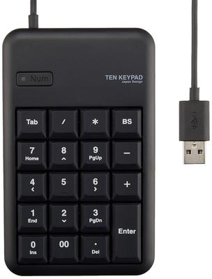 Elecom Numeric Keypad Wired Membrane S Size with USB Port Heavy Duty Black TK-TCM014BK