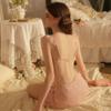 Women's Lace Sheer Mesh Padded Sleep Dress Costume Lingerie Set