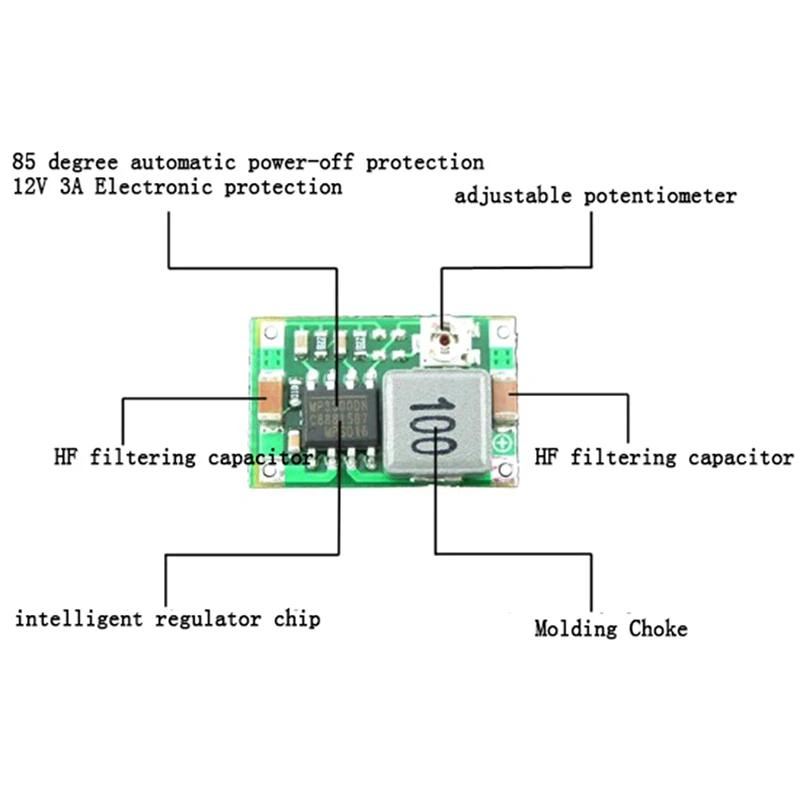 Mini DC-DC Step Down Converter Volt Regulator 3A 5V-23V To 3.3V 6V 9V 12V