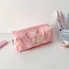 1Pc Creative Pink Bow Pencil Case Large Capacity Storage Pencil Bags Multi-Functional Stationery Organizer Bag