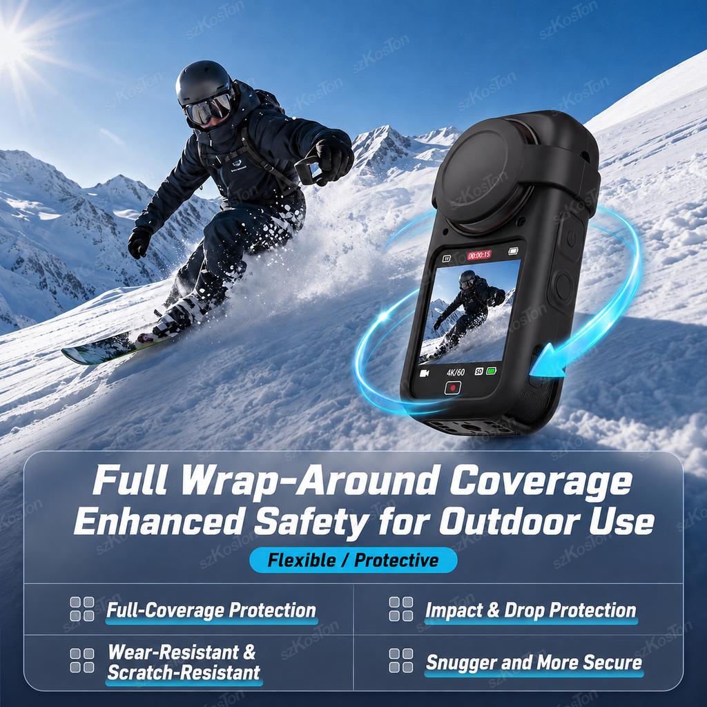For Insta161 X6 Silicone Protective Cover & Lens Cap Full Coverage Anti-scratch Fall Shell Case for Insta161 X6 Accessories