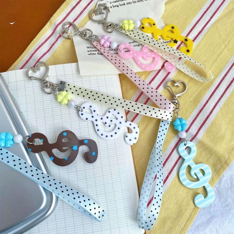 Decorative Keychain Charm Acrylic-Style Bag Charm Music Note Key Holder With Loop Strap and Playful Details for Everyday Carry