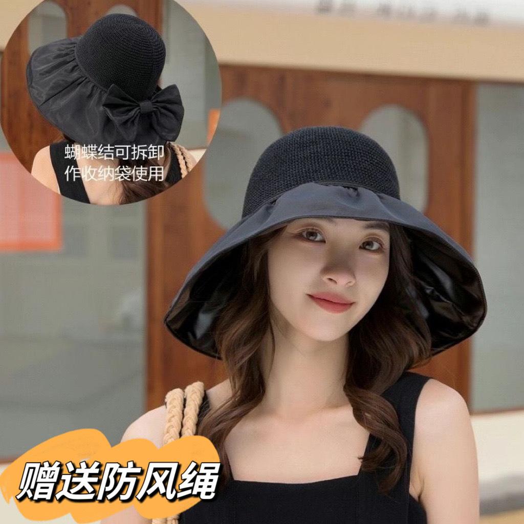 Empty top vinyl sunscreen hat women's summer big brim cover face sun hat light sun hat UV protection bucket hat