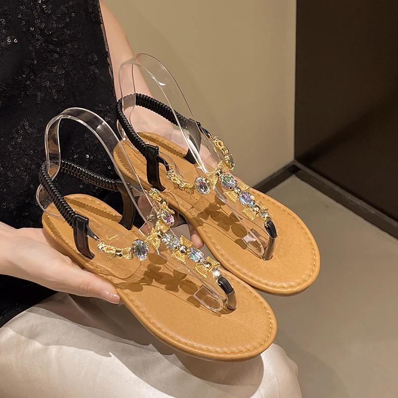 Fashion Summer New Slippers Pvc Transparent Woman 2025 Party Flip Flops Luxury Crystal Women Flats Sandals Bow Fashion Clip Toe Shoes
