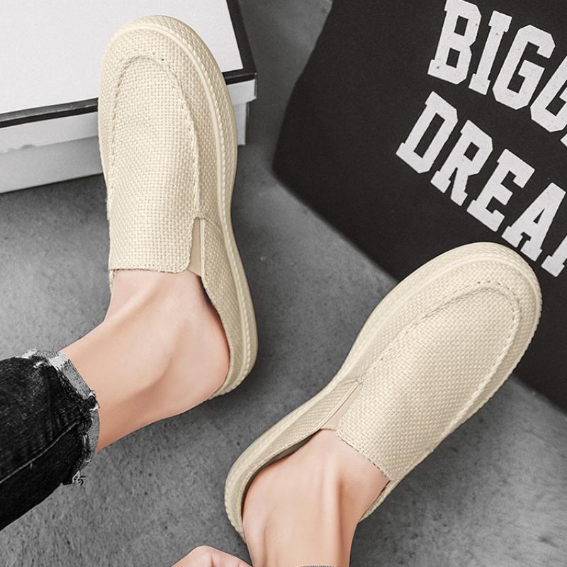 Canvas Slippers for Men Platform Slip on Breathable Casual Shoes Home Mute Light Slides Men Summer Outdoor Leisure Slippers 2025