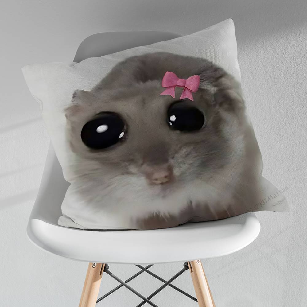 Hamster Lustig Traurig Meme Kissen über Wohnzimmer Sofa Kissenbezug Heimdekoration Schlafzimmer Zimmer Bett Kissenbezug