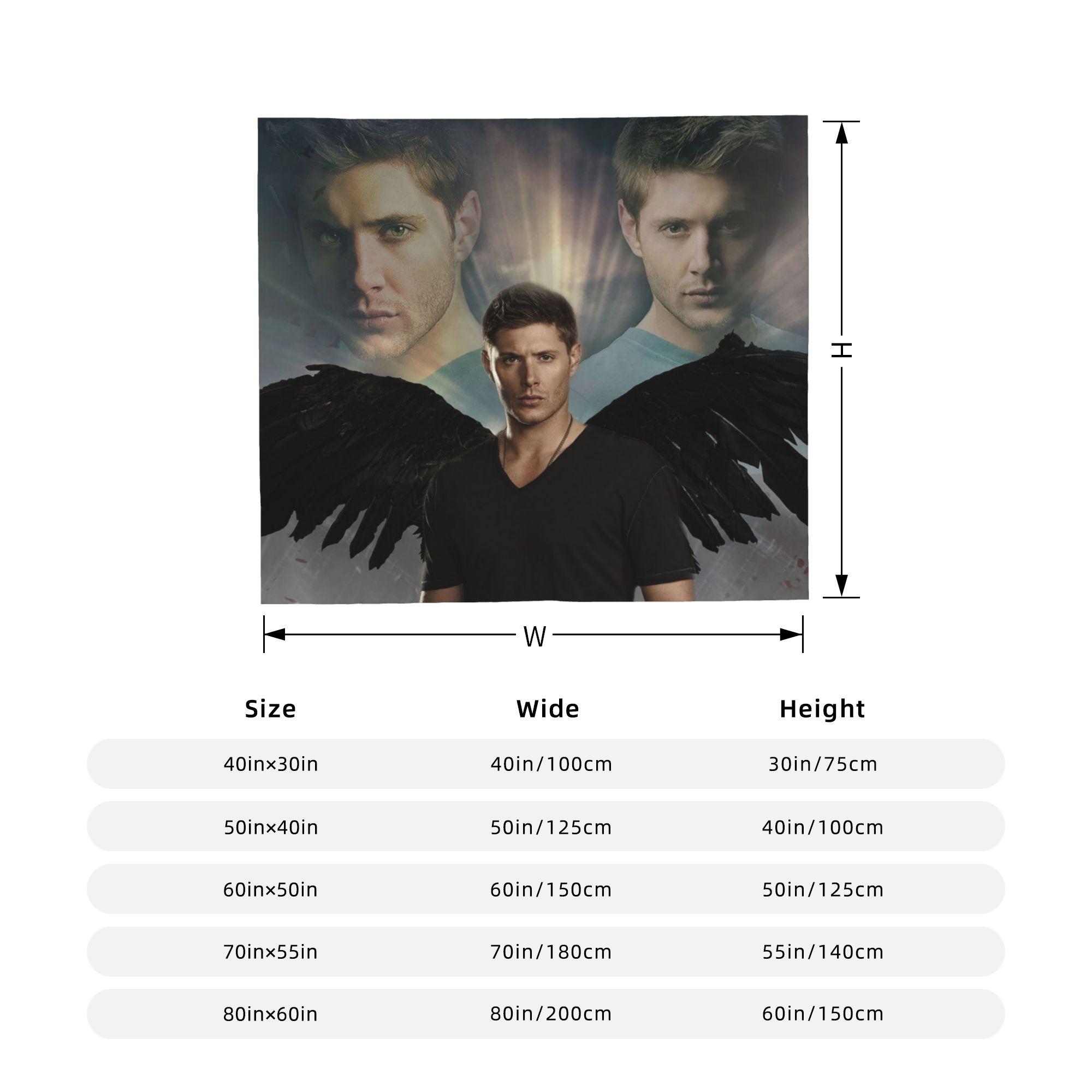 Castiel Collage Flannel Throw Blanket Supernatural Movie Blanket for Sofa Office Lightweight Bed Rug 130x150cm