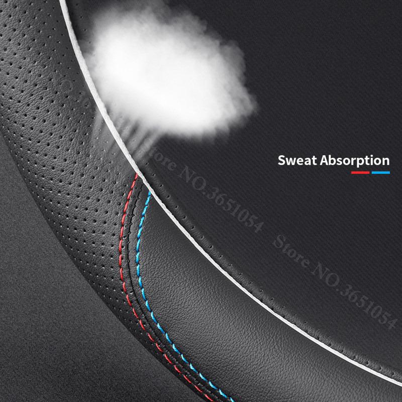 For Nissan Versa Tiida Sylphy Terranno Terra Altima Ultrathin Napa Leather Car Steering Wheel Cover Breathable Car Handle Covers