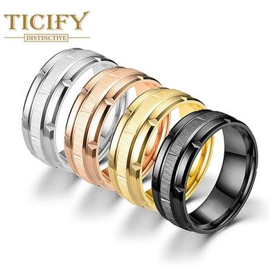 European and American Fashion Titanium Steel Ring Men's Temperament Versatile Geometric Couple Ring