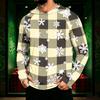 Men's Long Sleeve Hooded Sun Shirt with Christmas Print for Casual Daily Wear