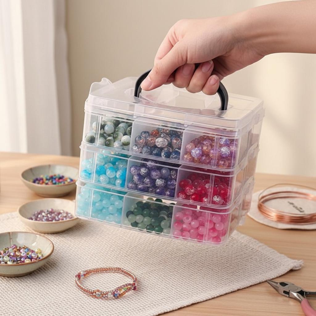 Transparent Adjustable Stackable Compartment Slot Plastic Storage Box For Organizing Toys Jewelry