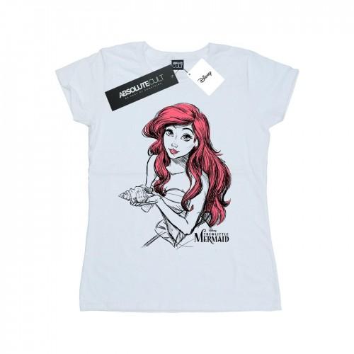 Disney Womens/Ladies Ariel Shell Sketch Cotton T-Shirt