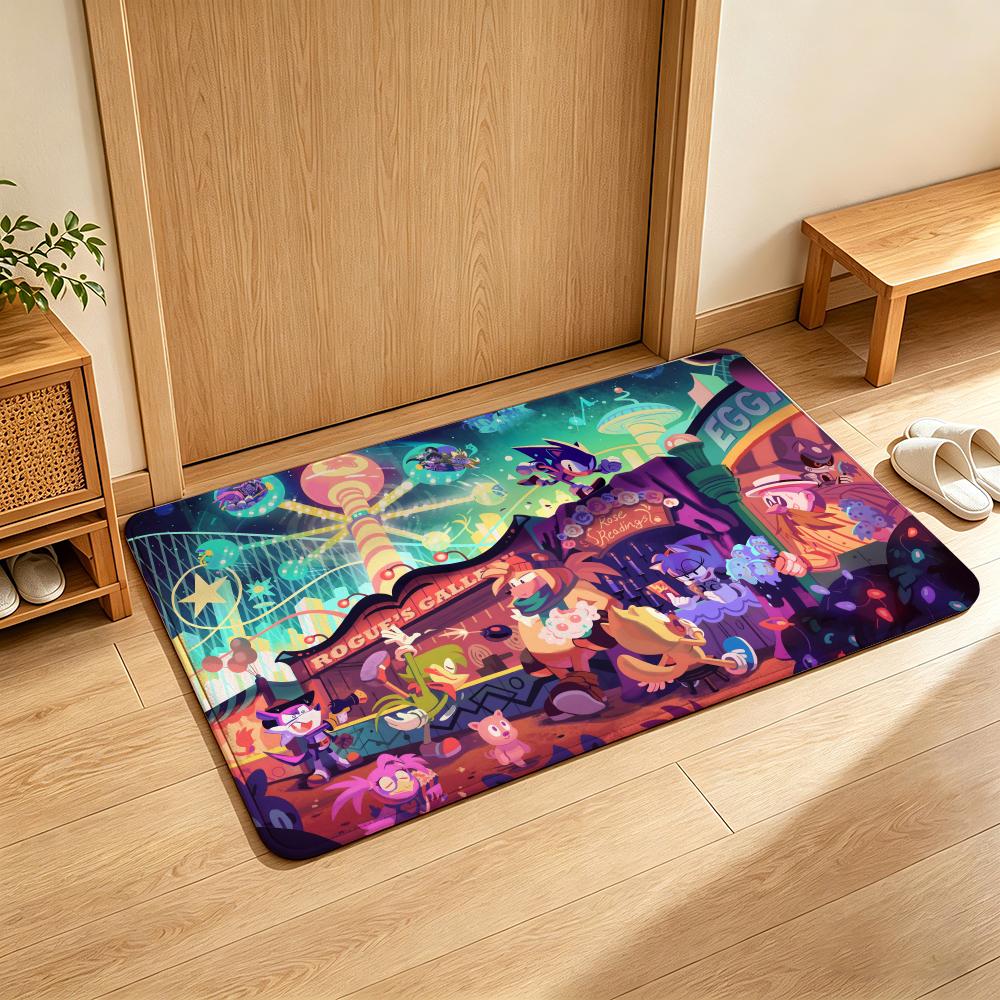 Game S-Sonic T-the H-Hedgehog Floor Mat Soft Flannel Floor Mat  Suitable for Entryways, Living Rooms, Bedrooms, and Bathrooms