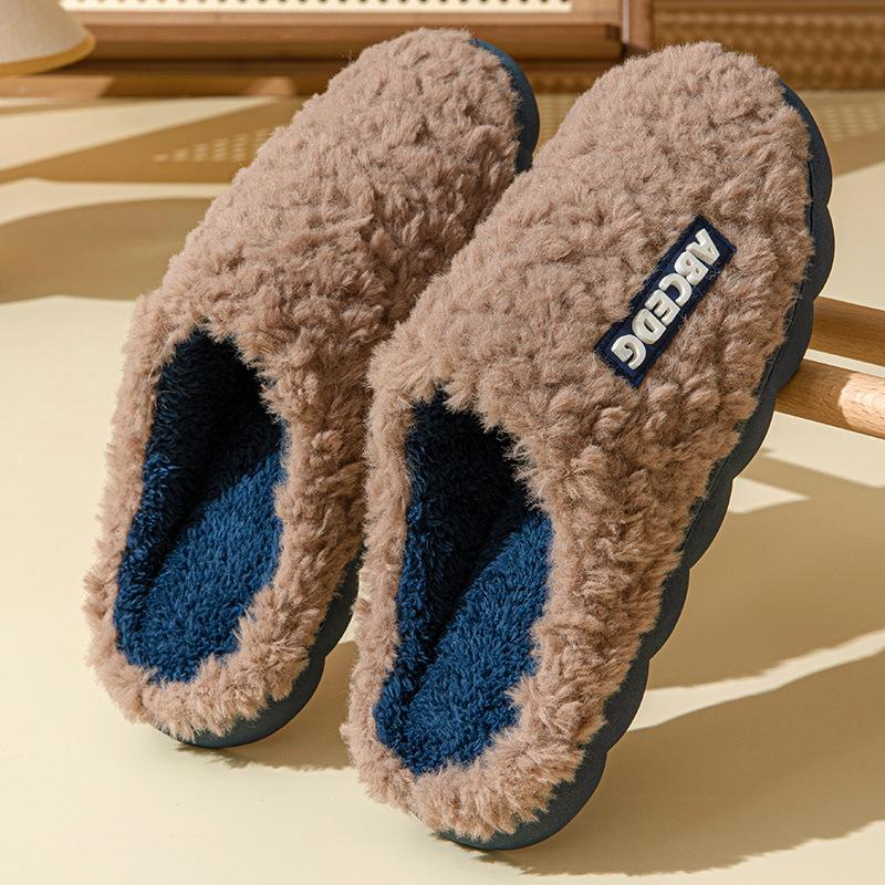 Winter Indoor Home Thick Sole Non Slip Plush Cotton Slippers For Unisex Couples
