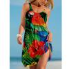 Sunflower Parrot Print Strap Mini Beach Dress Women Boho Summer Sexy Floral Dress Sleeveless Party Evening Dresses