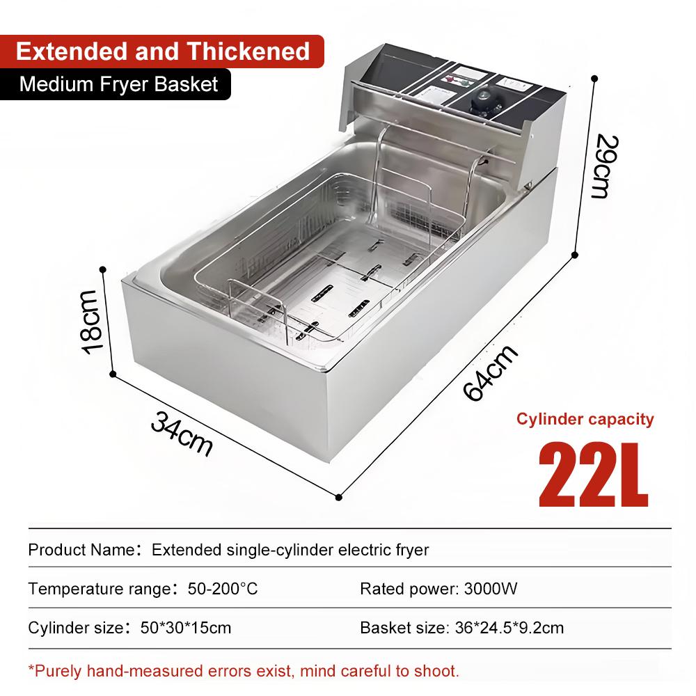 Electric Fryer Home Electric Oil Fryer Pot Large Capacity Stainless Steel Durable for Fried Skewers Dough Sticks Chicken Wings