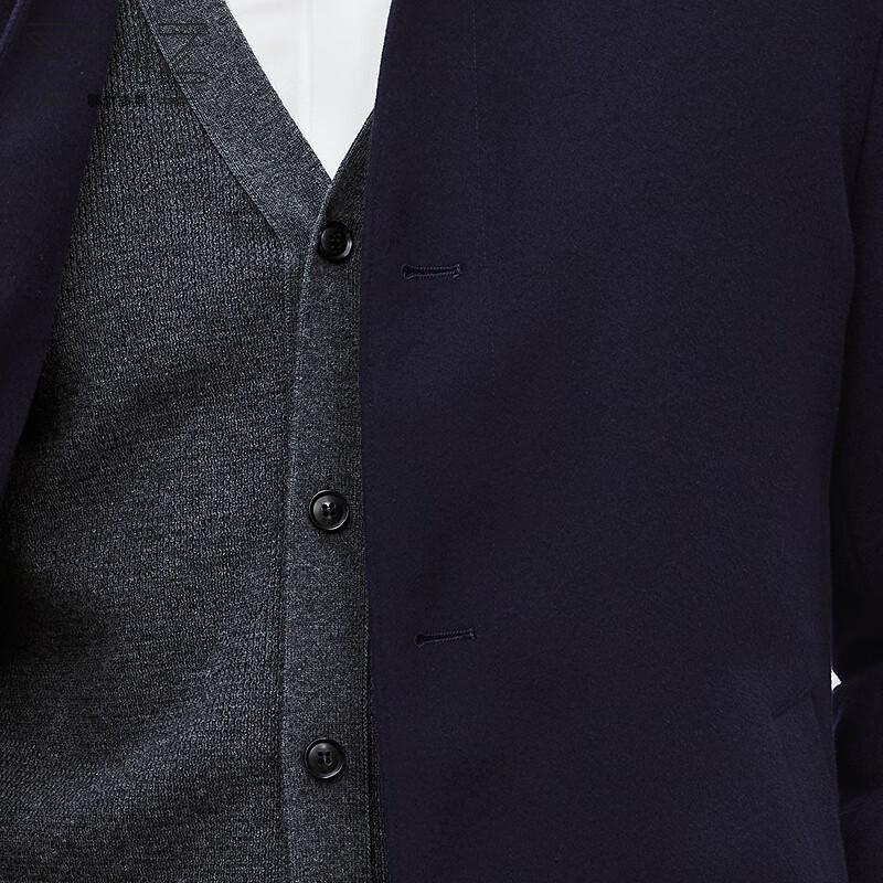 EMZ Men's Lapel Solid Thickened Wool Coat 9E7522312