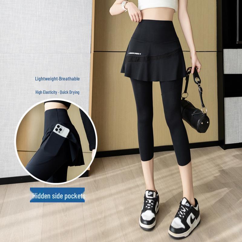 2026 Spring/Autumn Plus Size Women's Two-in-One Yoga Pants - Hip Lift, Running, Training, Slimming Fit