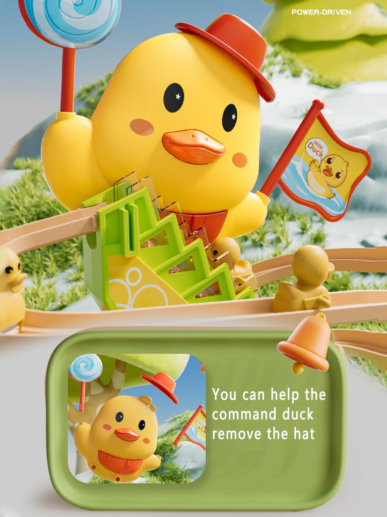 Track Sliding Little Duck Toy Climbing Stairs Duck Music Lights Children's Educational Memory Counting Toy for Role Play