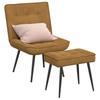 Velvet Recliner Chair with Footstool Brown