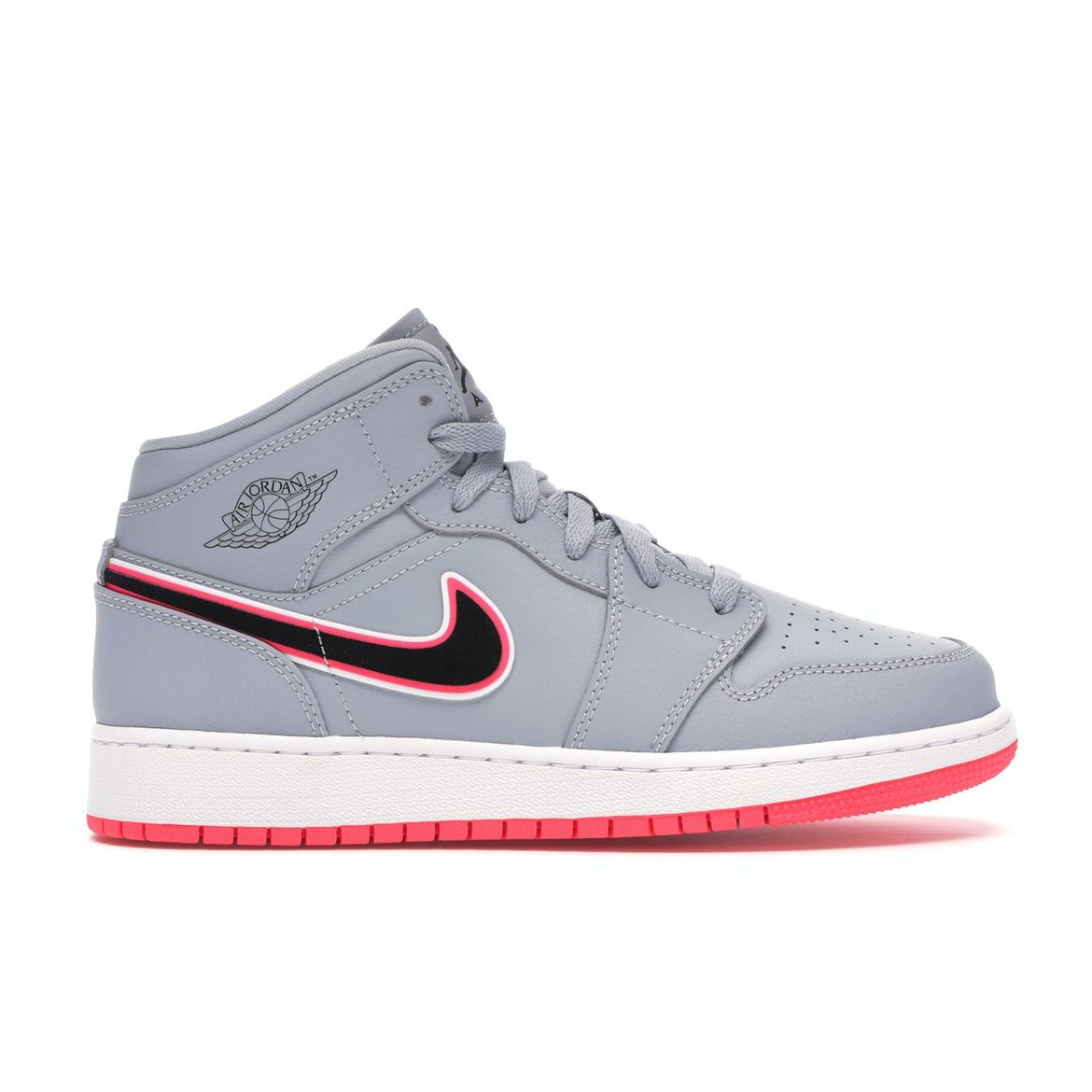 

Кроссовки Air Jordan 1 Mid GS Wolf Grey Pink Kids Racer-Pink Black 555112-060