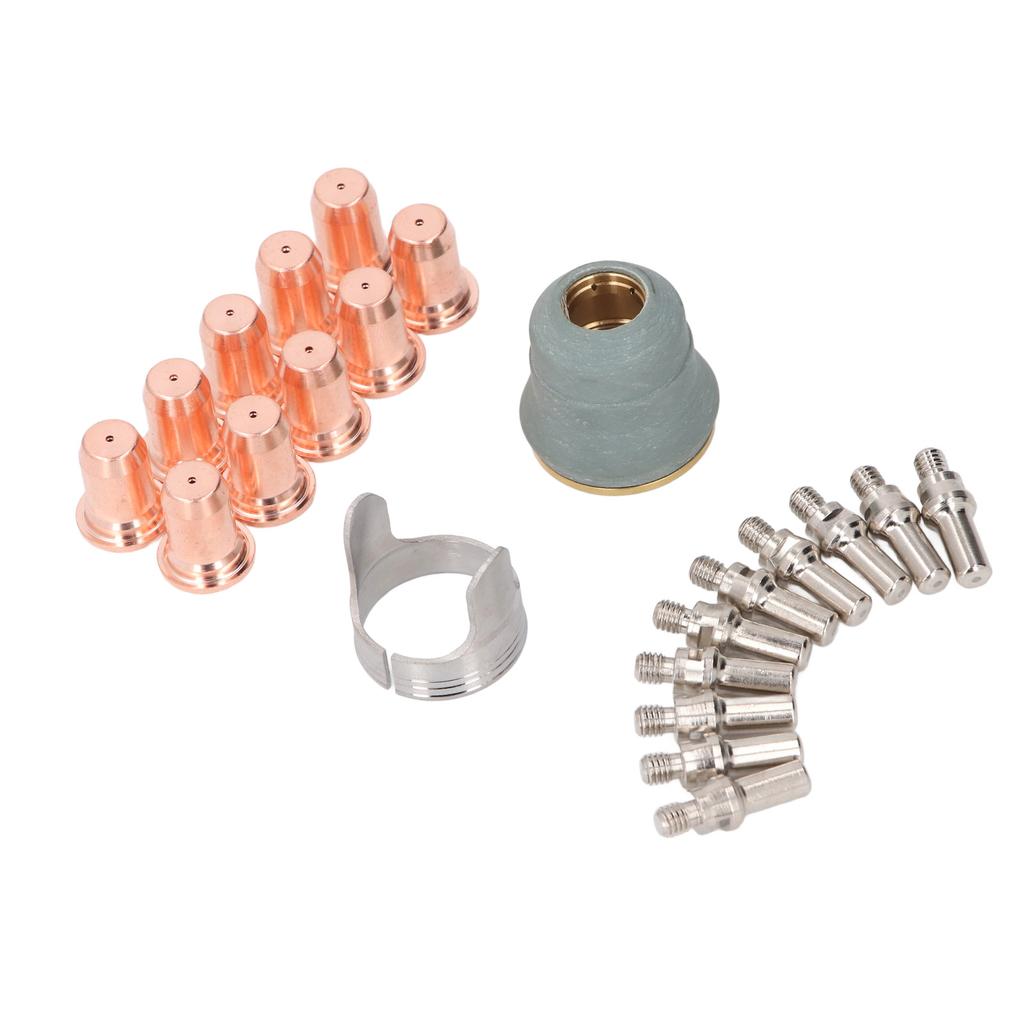 22 Pcs Set Plasma Cutter Electrode Tip Kit Brass Electrodes Tips Shield Cap and Standoff Guide for PT60