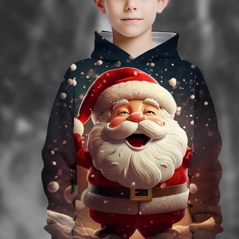 Kids Clothes Boys Hoodies Long Sleeve 3D Santa Claus Print Children Spring Fall Clothes Stylish Christmas Party Girl Clothes Top