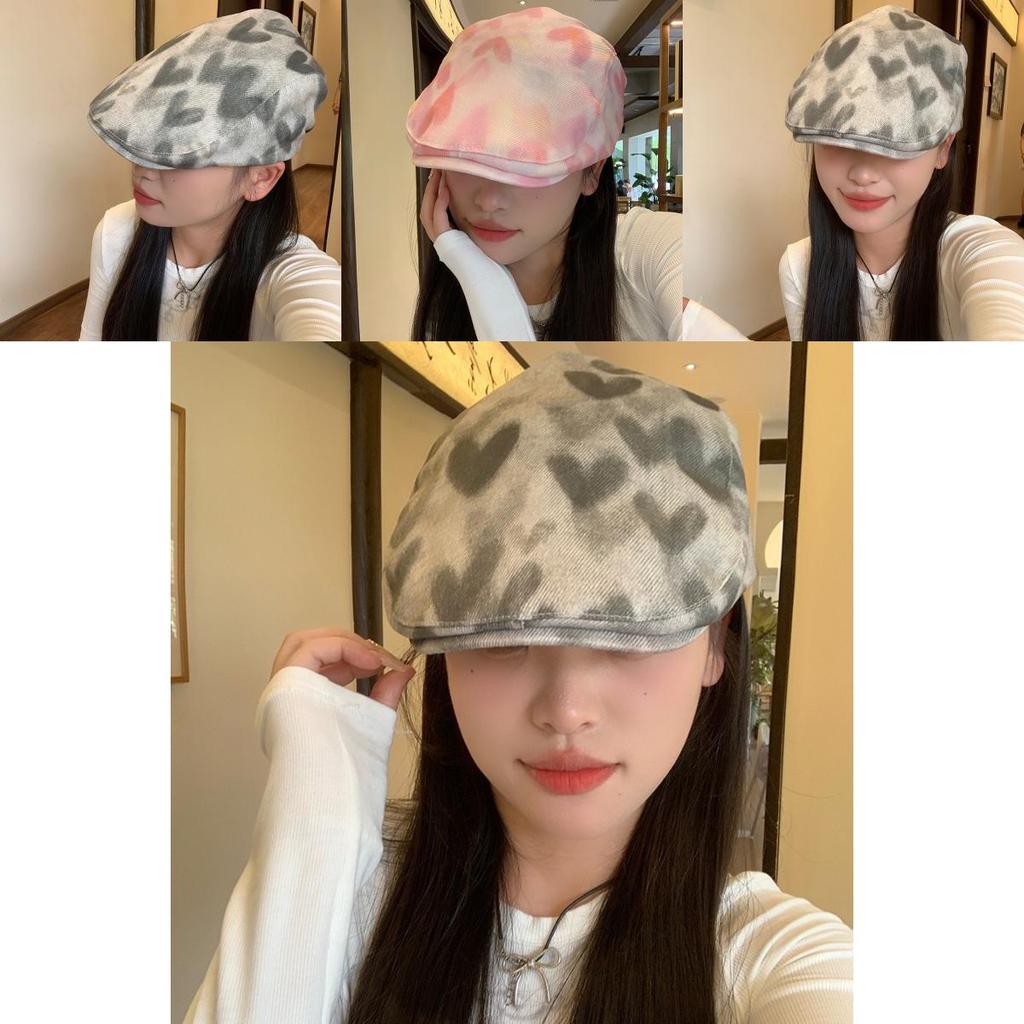 Trendy Korean Style Tie-dye Heart Artistic Bucket Hat For Women Adjustable Sun Protection