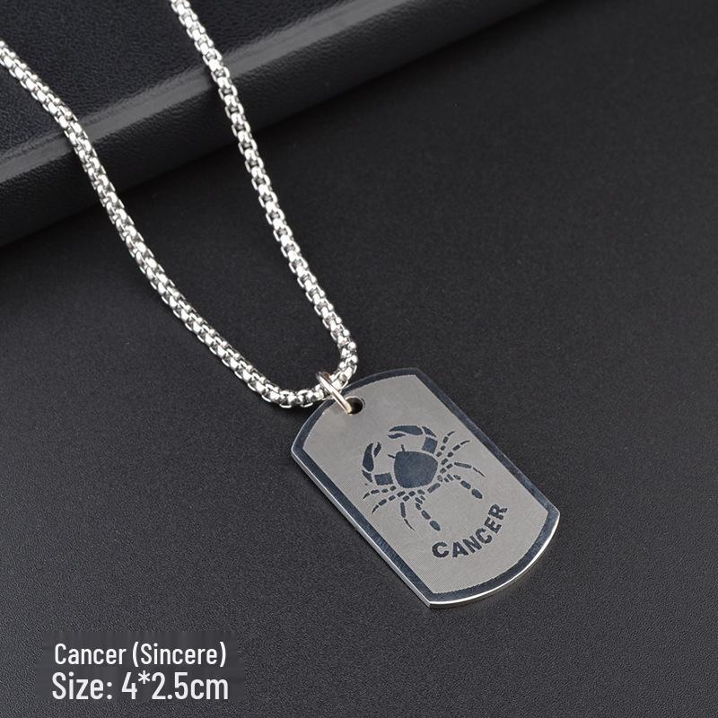 

Ожерелье из титановой стали «Двенадцать созвездий» - Хип-хоп уличный кулон для мужчин и женщин, Универсальный аксессуар для ночного клуба, Парная цепочка для свитера