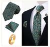 Men's Tie, Pocket Square, and Cufflinks 4-Piece Set - Cashew Flower Design, High-End Feel, 8cm Tie