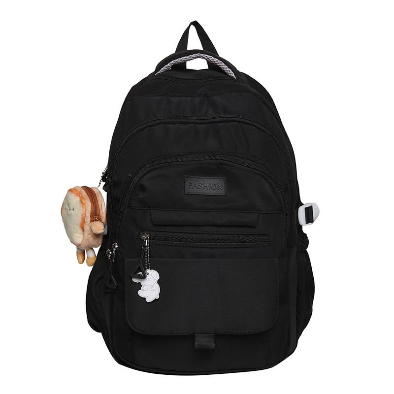 School bag simple large capacity solid color backpack female, junior high school student high school student college student campus wind backpack