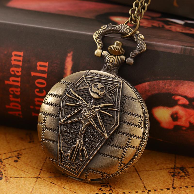 

Мужские карманные часы, винтажные бронзовые карманные часы, скелет, предрождественские кварцевые карманные часы, цепочка, подарок для мужчин и женщин