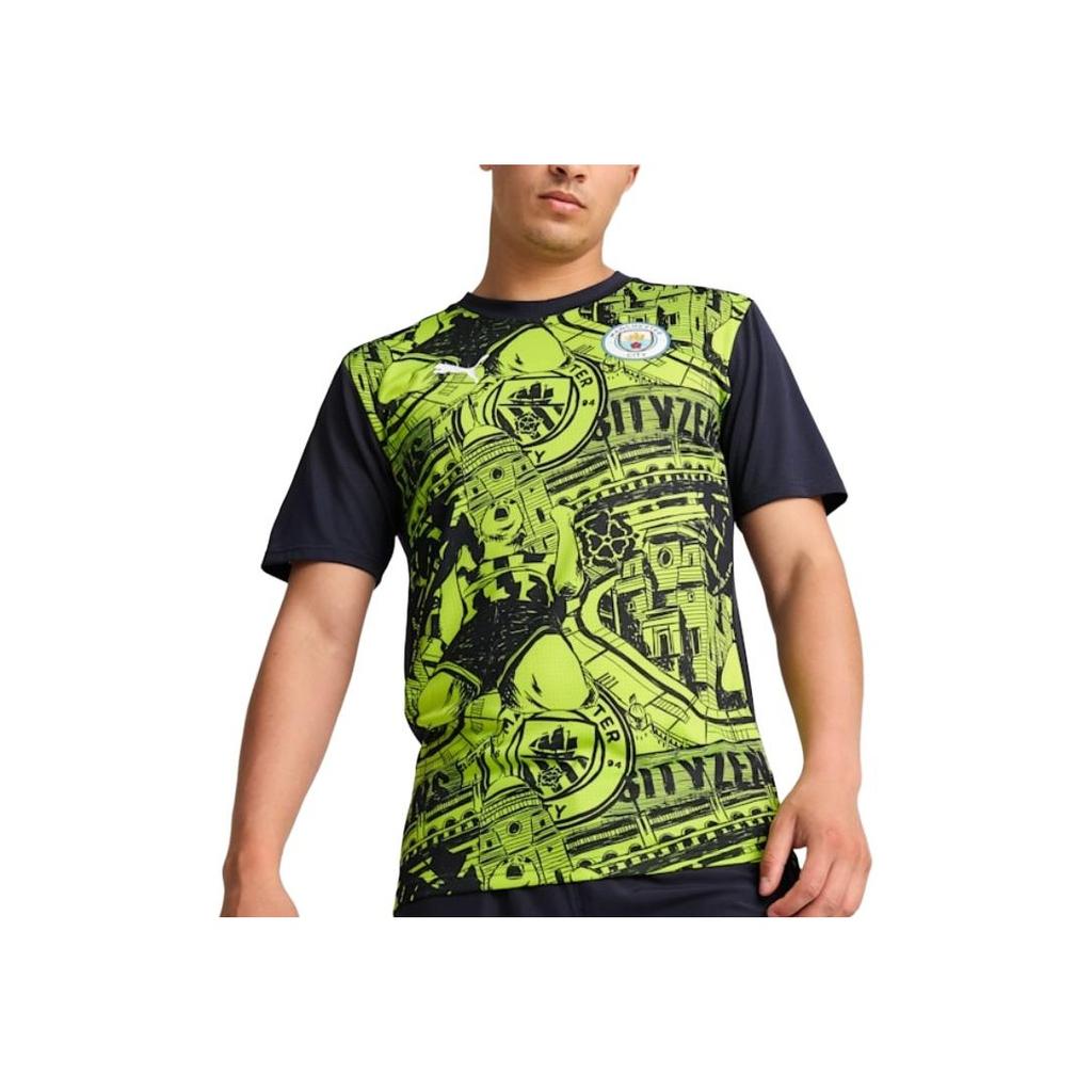 Puma Manchester City Football Club Series Ss24 Brand Logo Outdoor Casual Sports Crew Neck Pullover Logo Culture Short Sleeve Football Shirt 777578-14