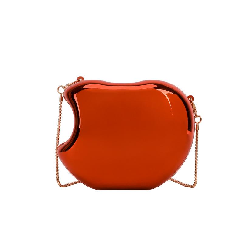 Mini Version Fashion Gold Metal Closure Apple-shaped Clutch Bag Women's Evening Wedding Party Chain Crossbody Bag Shoulder Bag