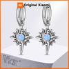 Vnox Vintage Star Moon Stone Earrings for Men Women, Hypoallergenic Stainless Steel Hoop Earrings Gift