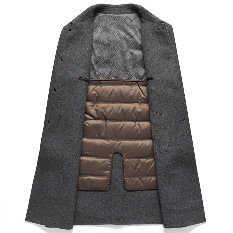 Men's Woolen Coat Autumn and Winter Long Middle-aged and Young People Business Take-off Down Liner Double-sided Woolen Trench Coat