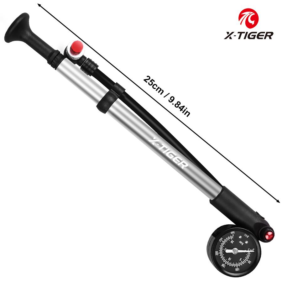X-TIGER 300PSI Bicycle Pump T-shaped Valve Bike Manual Air Pump Balloon Tire for AV / FV High Pressure Portable Air Inflator 25 CM T-shaped Valve