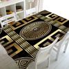 Luxuriöse, rechteckige Tischdecke mit geometrischem Muster in Schwarz und Gold, bedruckt für Tisch und Dekoration, wasserdichte Tischdecke