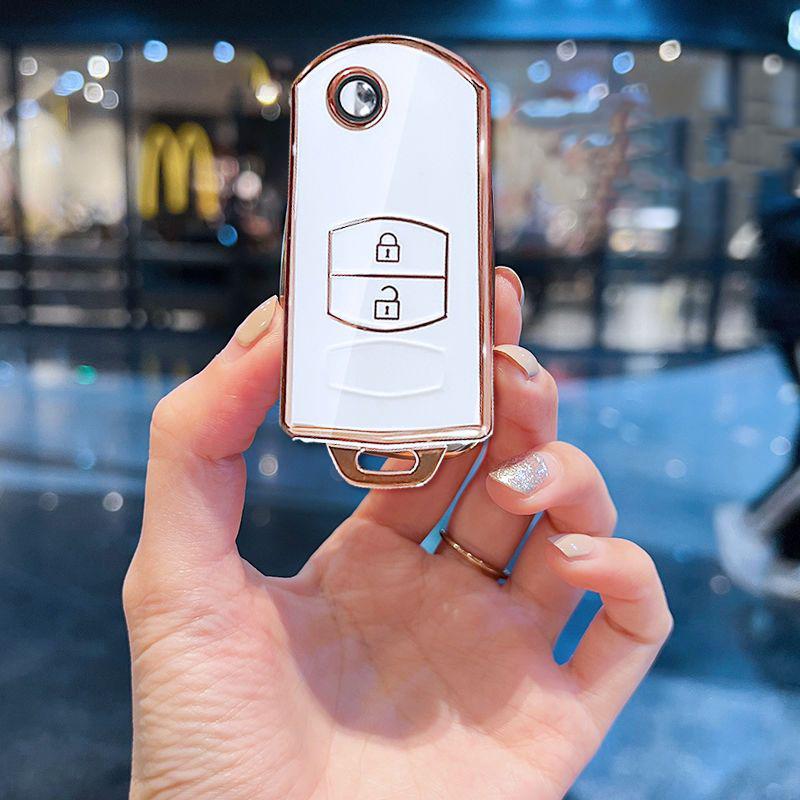 

Tpu Car Flip Key Case Cover Shell For Mazda 3 5 6 Series M6 Rx8 Mx5 2 3 Buttons Smart Keyless Key Protector Fob Bag Accessories