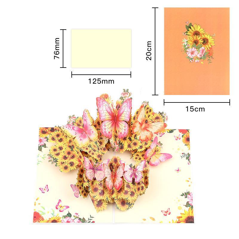 3D Fold Out Butterfly Flower Greeting Card Handmade High Quality Paper Up Card for Graduation Business Holiday Gifts