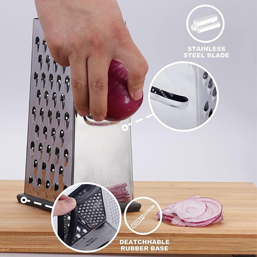 Four-sided Box Grater Stainless Steel 4 Sided Blades Household Box Grater Container Multipurpose Vegetables Cutter Kitchen Tools