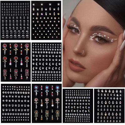 1 pz adesivi per tatuaggi usa e getta gioielli per il viso colore cristallo diamante occhi fai da te viso corpo trucco impermeabile decorazioni strass